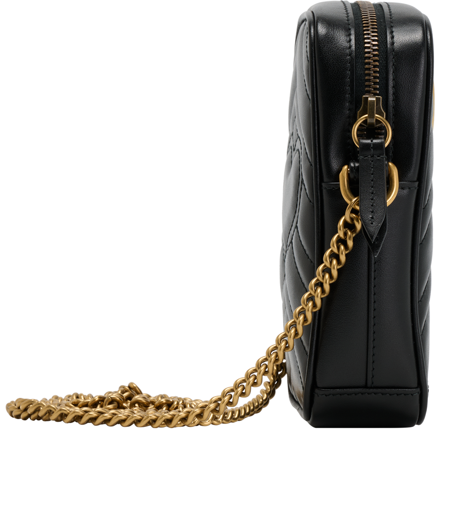 GG Marmont Mini Vertical Bag, &pound;495, Handbags, Black, Leather, Side view